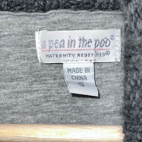 A Pea in the Pod Fisherman Cable Knit Lined Lambswool Grey Sweater Cardigan Sz S - Picture 4 of 5